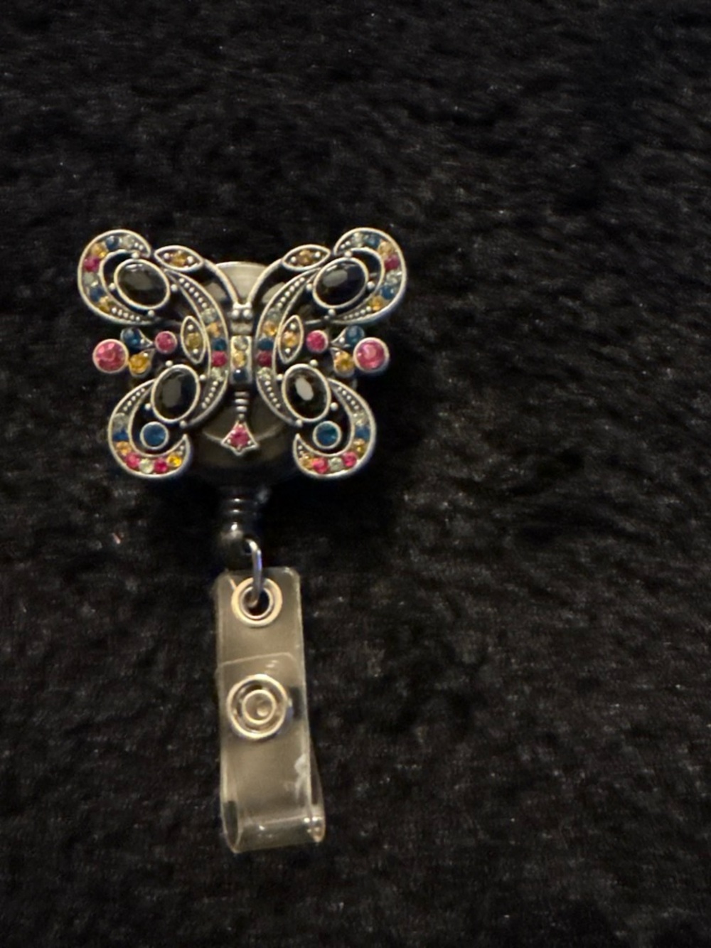 Multicolor Butterfly Badge Reel Card Holder